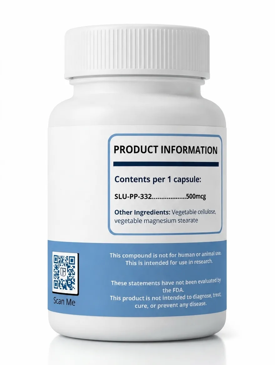 Trusted Peptides SLU-PP-332 (500MCG/Capsule) — supplement facts on back of bottle